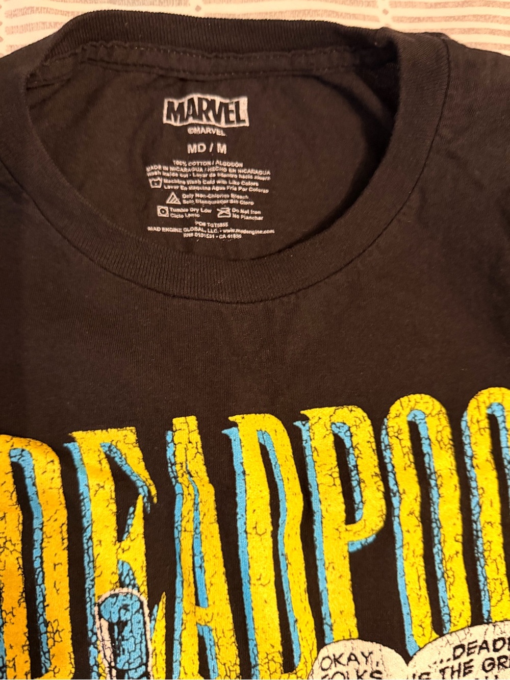 Cool Marvel Deadpool with classic vintage comic book style men’s medium black - Picture 4 of 5